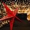 In the Breeze 9176 — Red Paper Star Lantern — Hanging Party and Home Décor with Painted Gold Accents — Handmade, Dyed Paper